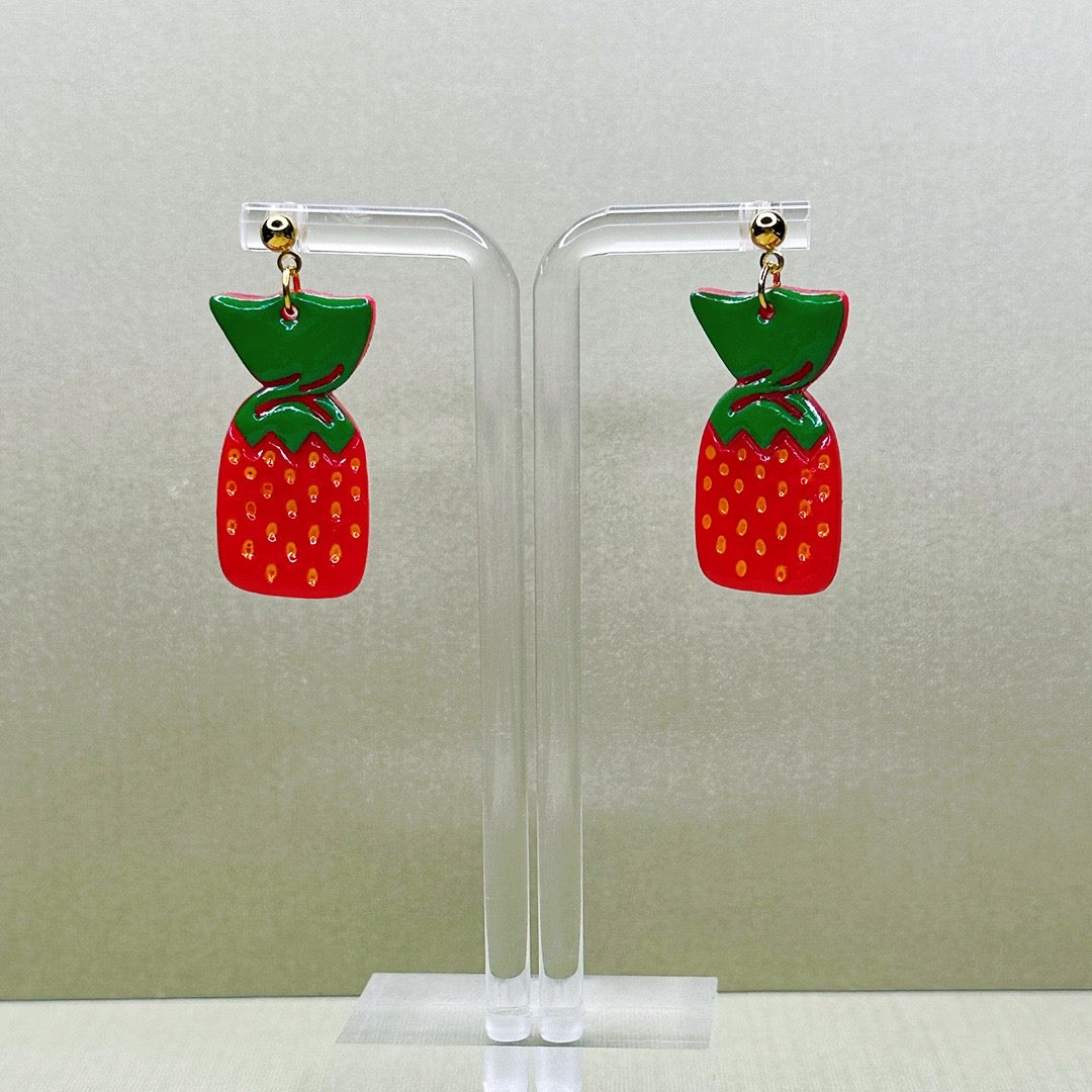 Nostalgic Strawberry Candy Dangle Studs