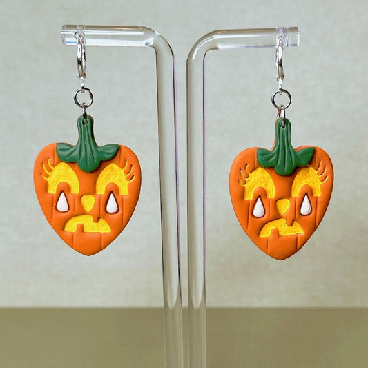 Pumpkin Sad Heart Club Dangles