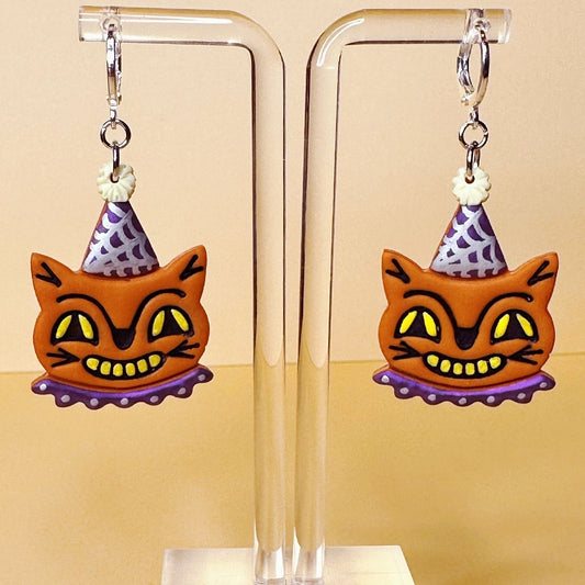 Vintage Halloween Cat Dangles