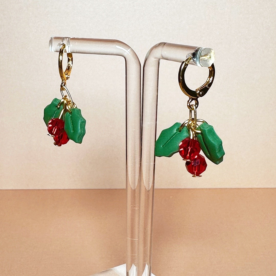 Holly Beaded Dangles