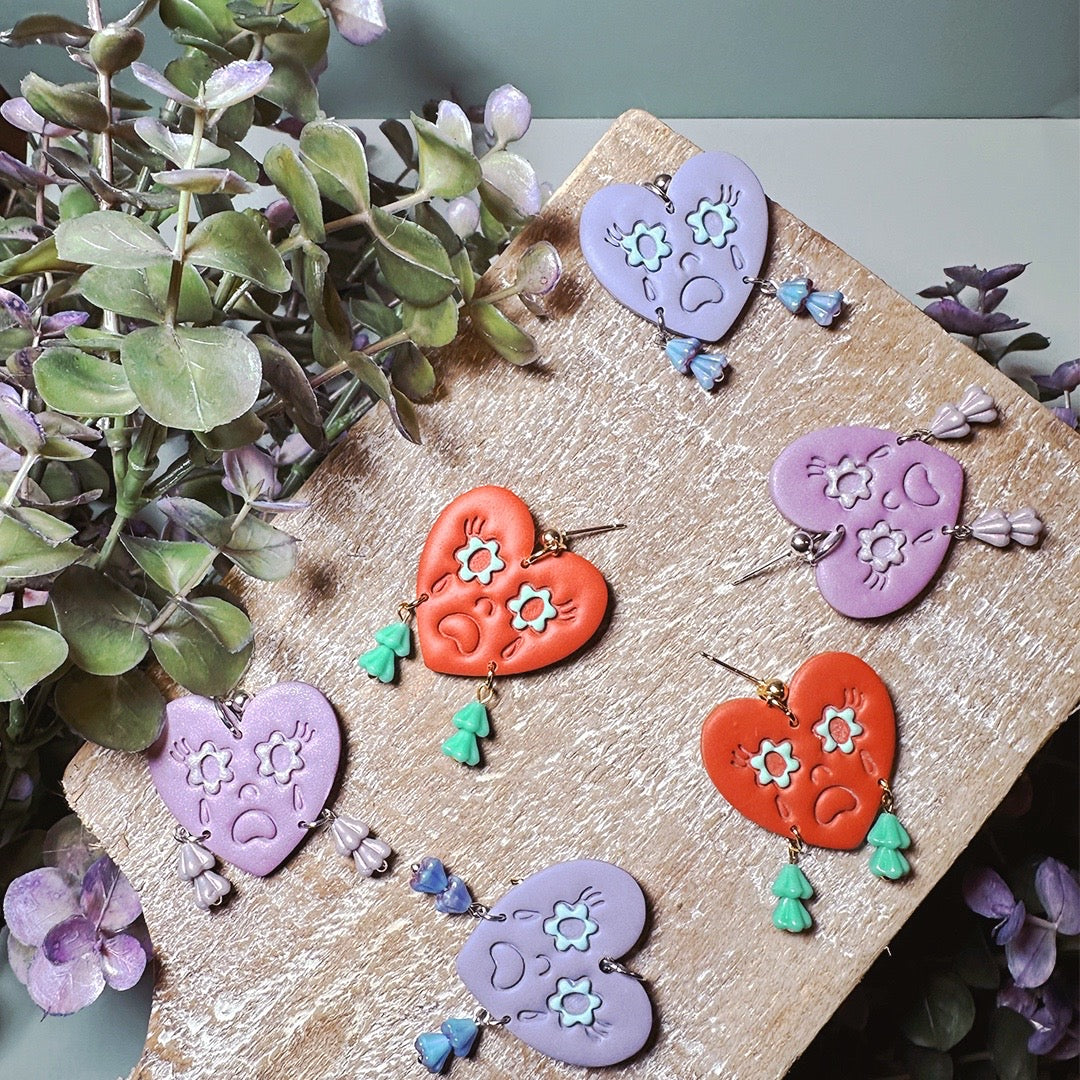 Springtime Sad Heart Club Dangles
