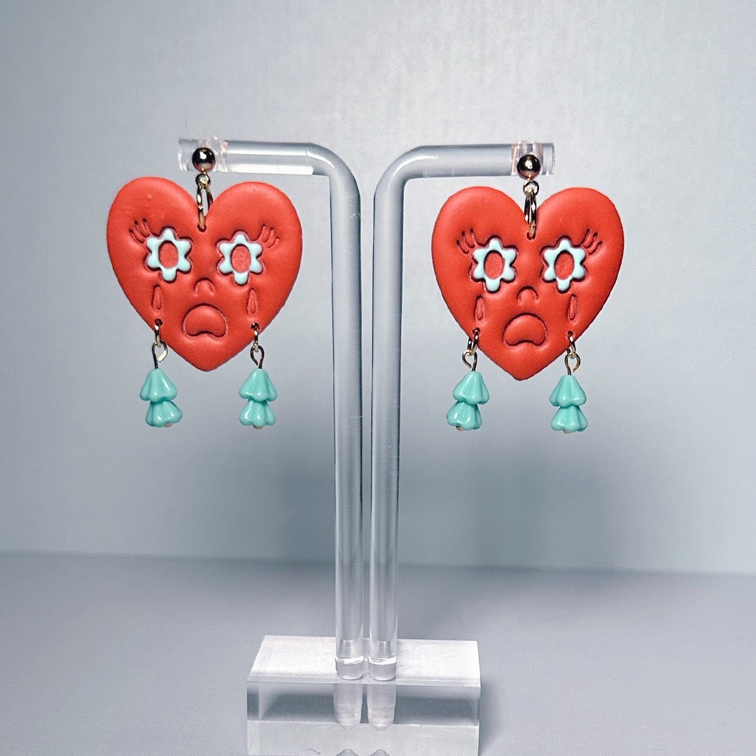 Springtime Sad Heart Club Dangles