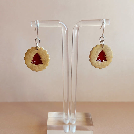 Christmas Tree Linzer Cookie Dangles
