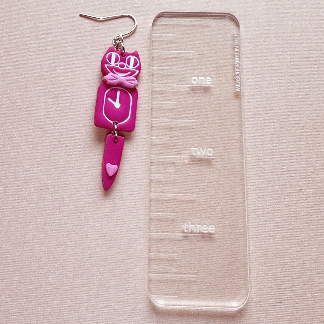 Heart Kat Clock Dangles