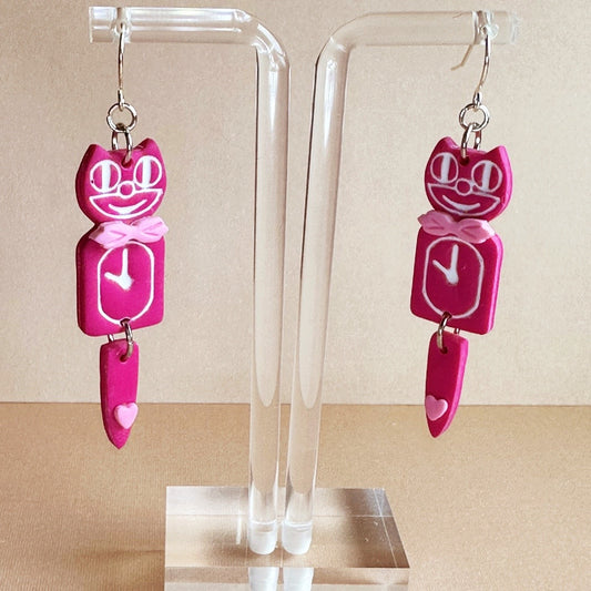 Heart Kat Clock Dangles