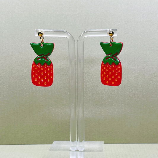 Nostalgic Strawberry Candy Dangle Studs
